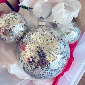 Disney Mickey Ears Ornament - Mickey Mouse Icon - Silver Confetti